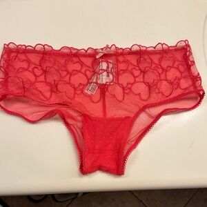 PINK Victoria's Secret Red Heart Mesh Panties